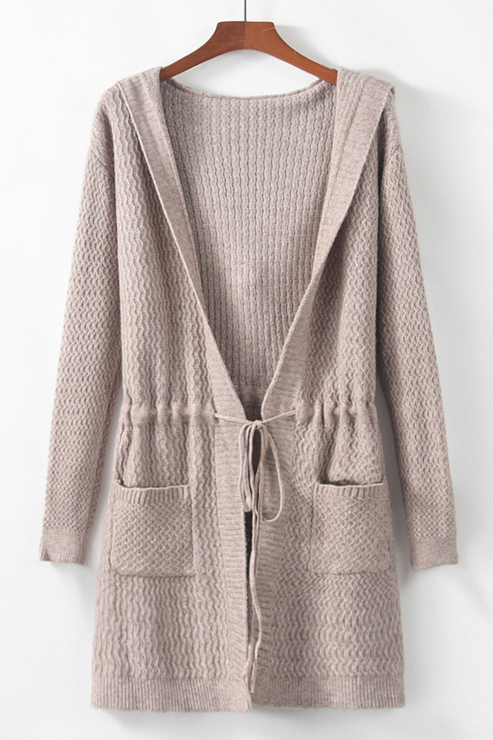 Women Tie Waist Solid Colored Side Pocket Perfect Winter Season Cardigan