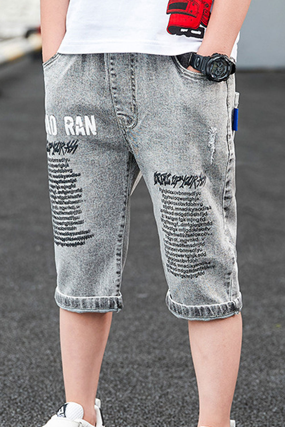 Kids Boys Breathable Restful Elasticated Waist Superb Letter Pattern Casual Short