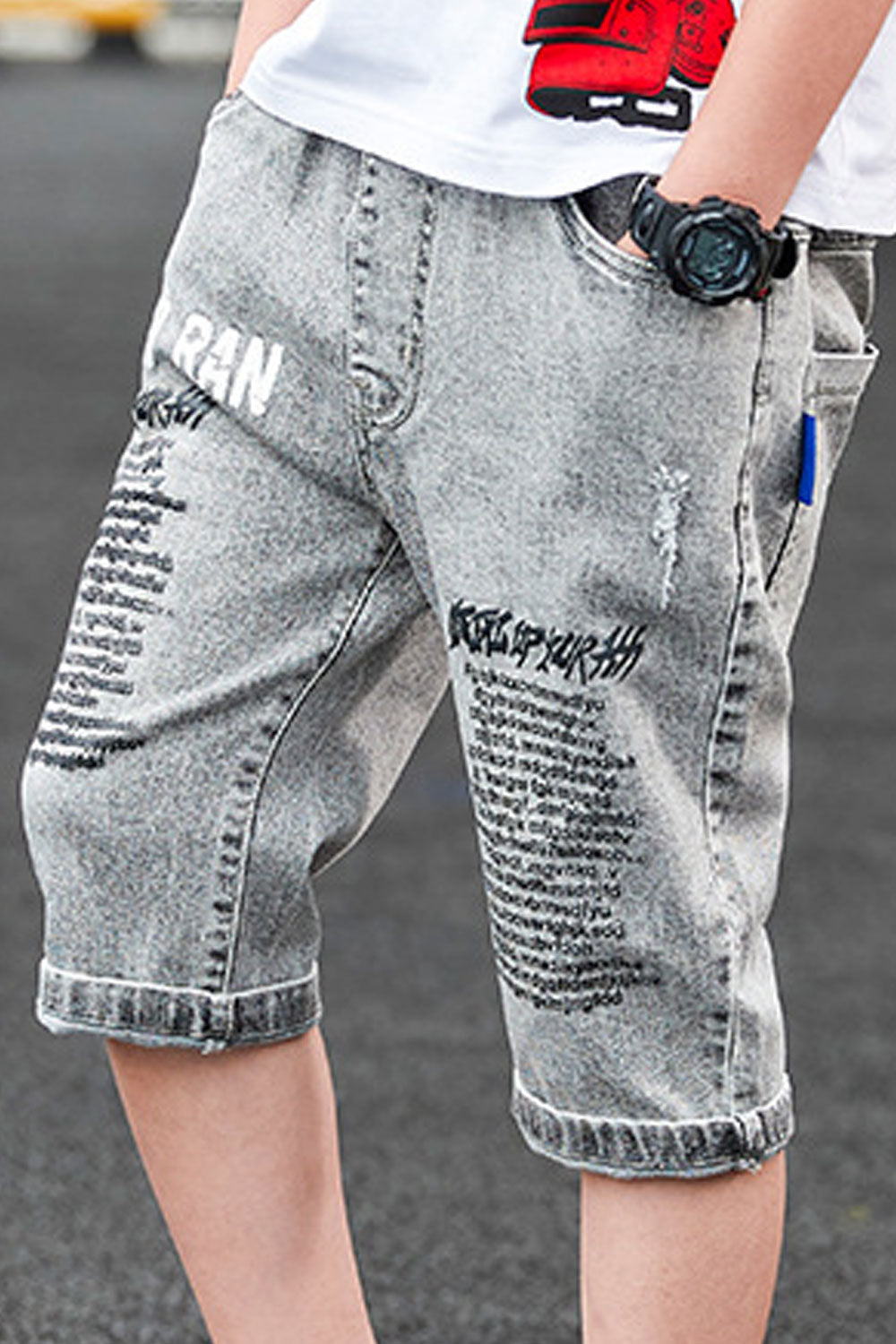 Kids Boys Breathable Restful Elasticated Waist Superb Letter Pattern Casual Short