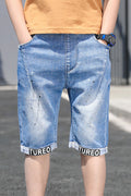 Kids Boys Sophisticated Solid Colored Elasticated Belt Loops Waist Summer Restful Denim Short