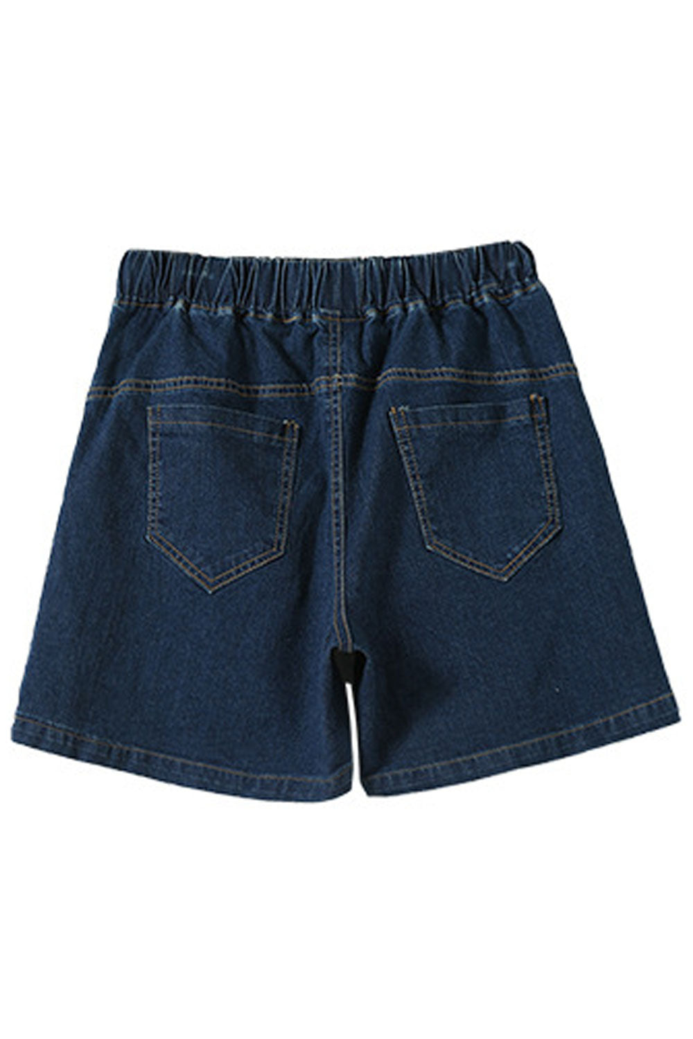 Women Superb Drawstring Elasticated Waist Modern Stitched Solid Pattern Summer Denim Short