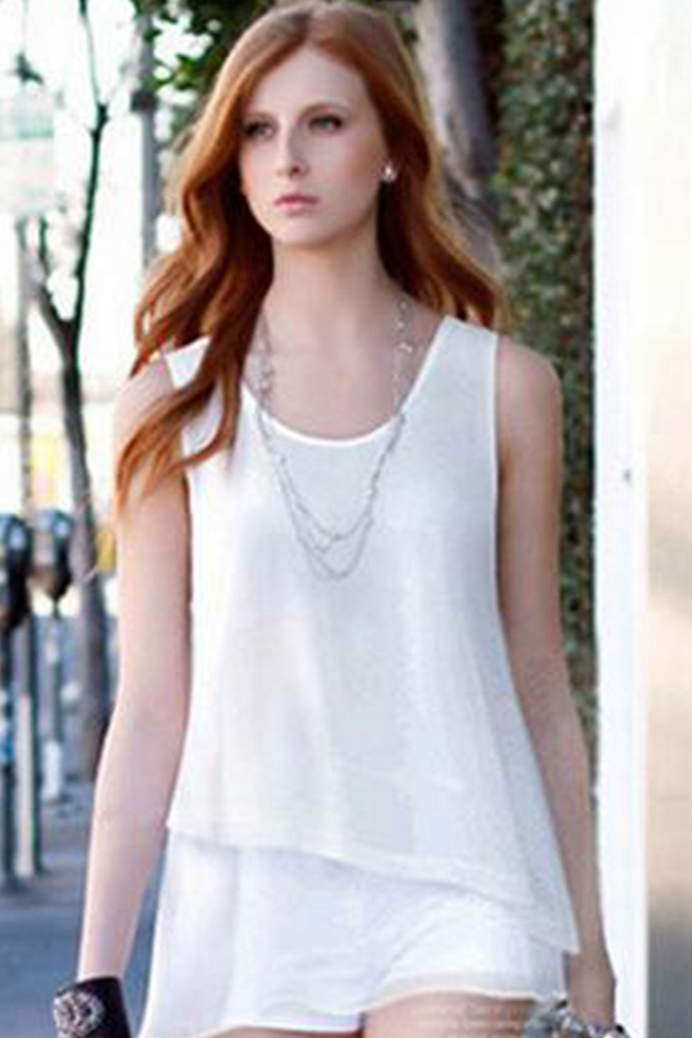 Women Irregular Hem Casual Blouse White