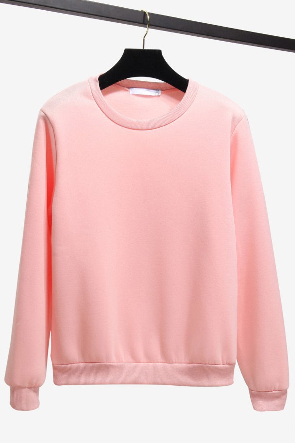 Women Comfy Solid Pattern Loose Fit Long Sleeve Ribbed Hem Sweatshirt