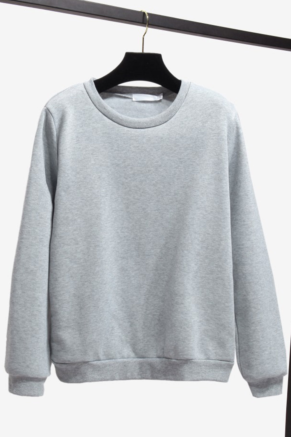 Women Comfy Solid Pattern Loose Fit Long Sleeve Ribbed Hem Sweatshirt