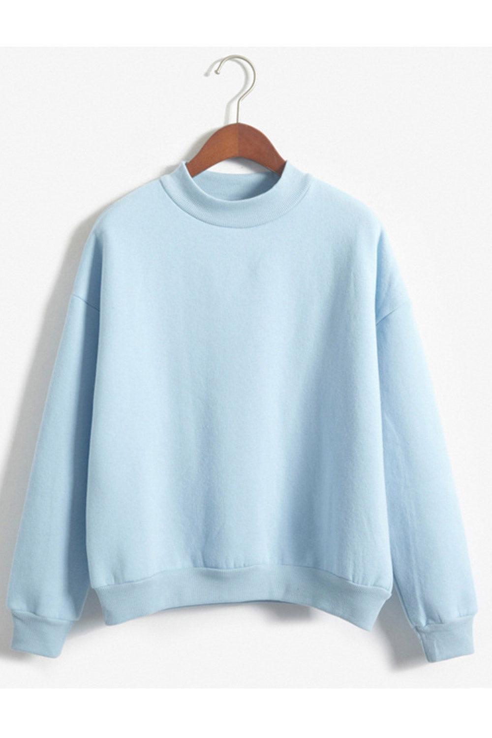 Women Relaxing Long Sleeve Round Neck Thick Ribbed Hem Winter Sweatshirt