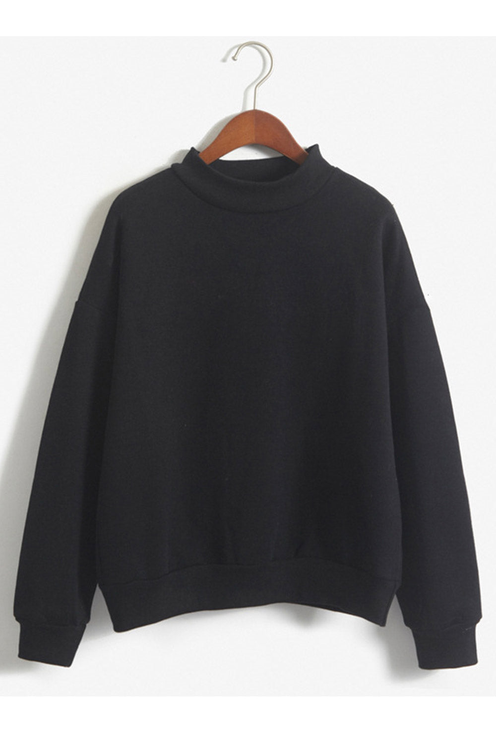 Women Relaxing Long Sleeve Round Neck Thick Ribbed Hem Winter Sweatshirt