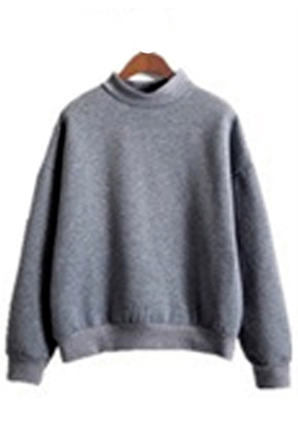 Women Relaxing Long Sleeve Round Neck Thick Ribbed Hem Winter Sweatshirt