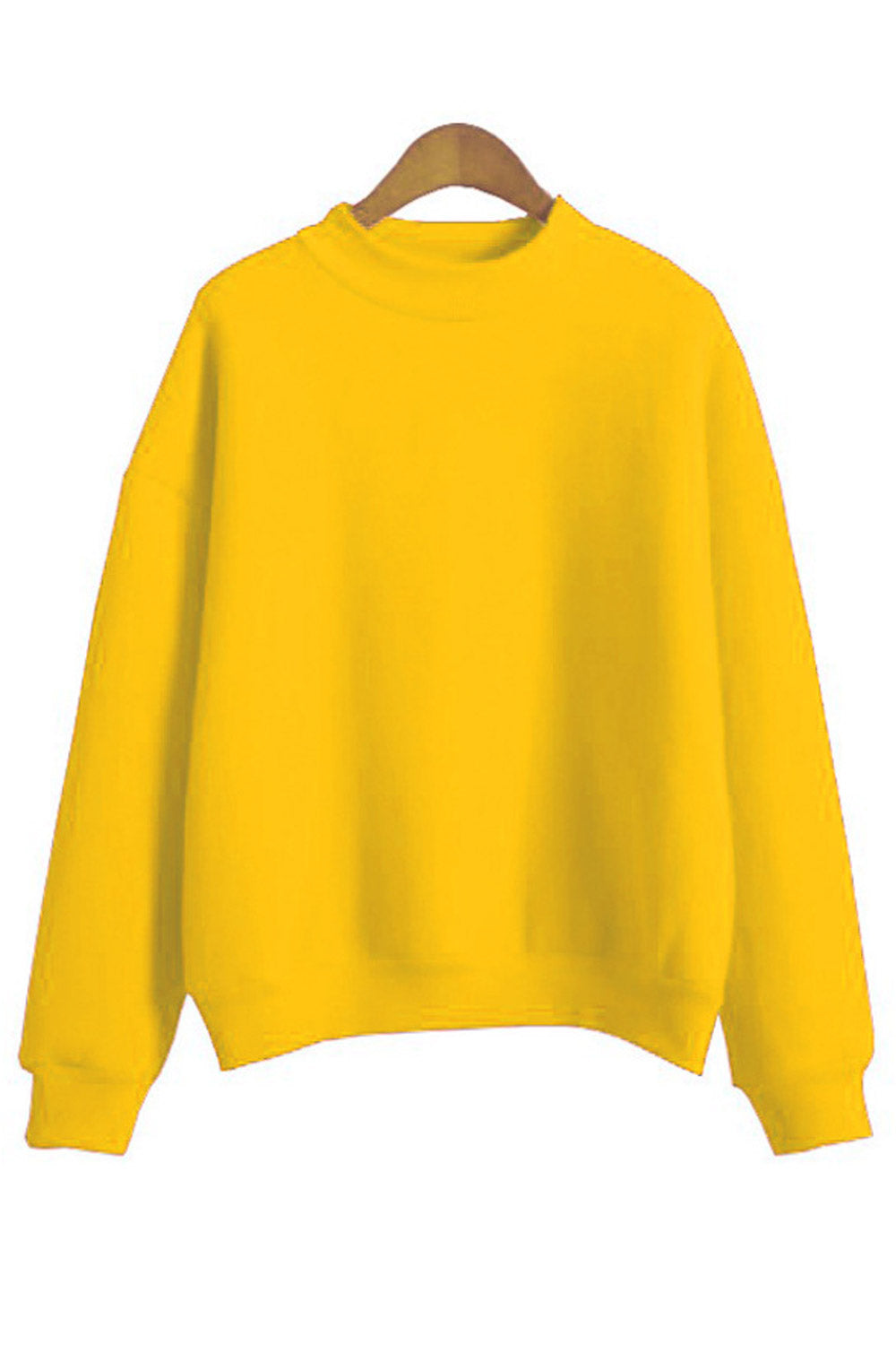 Women Relaxing Long Sleeve Round Neck Thick Ribbed Hem Winter Sweatshirt