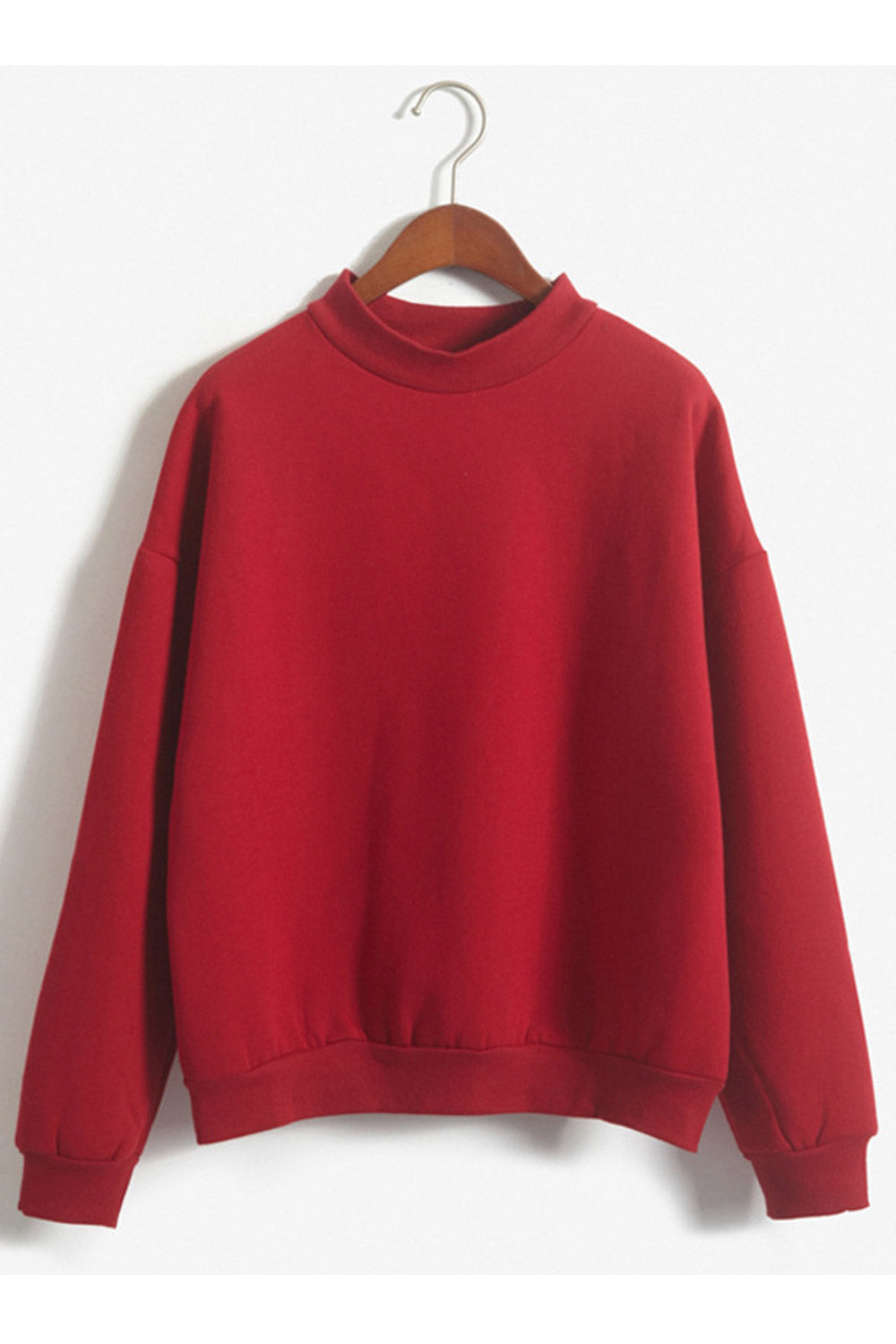 Women Relaxing Long Sleeve Round Neck Thick Ribbed Hem Winter Sweatshirt