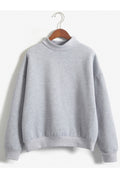 Women Relaxing Long Sleeve Round Neck Thick Ribbed Hem Winter Sweatshirt