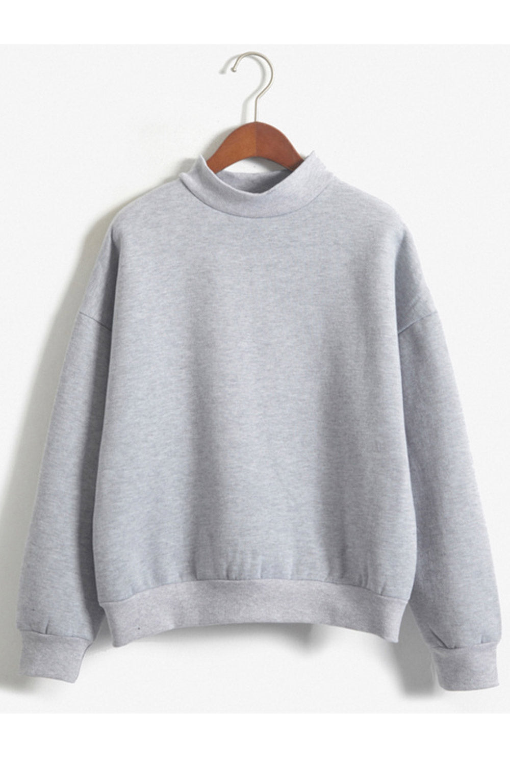 Women Relaxing Long Sleeve Round Neck Thick Ribbed Hem Winter Sweatshirt