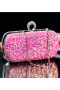 Women Lovely Sequins Pattern Horizontal Square Shaped Ring Party Diagonal Clutch Bag