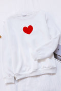 Women Stylish Printed Pattern Long Sleeve Pullover Ribbed Hem Winter Sweatshirt