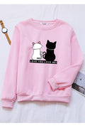 Women Lovely Round Neck Printed Pattern Ribbed Hem Special Winter Sweatshirt