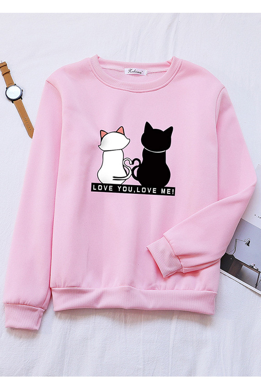 Women Lovely Round Neck Printed Pattern Ribbed Hem Special Winter Sweatshirt