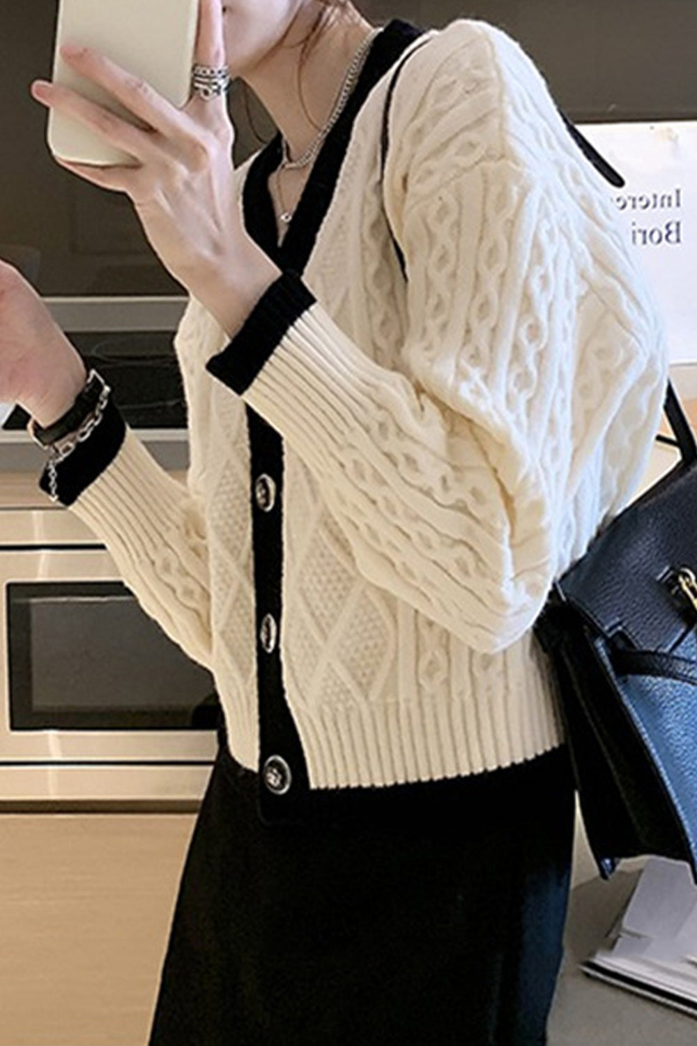 Women Knitted Long Sleeve Classy Solid Colored Winter Fashion Button Closure Cardigan