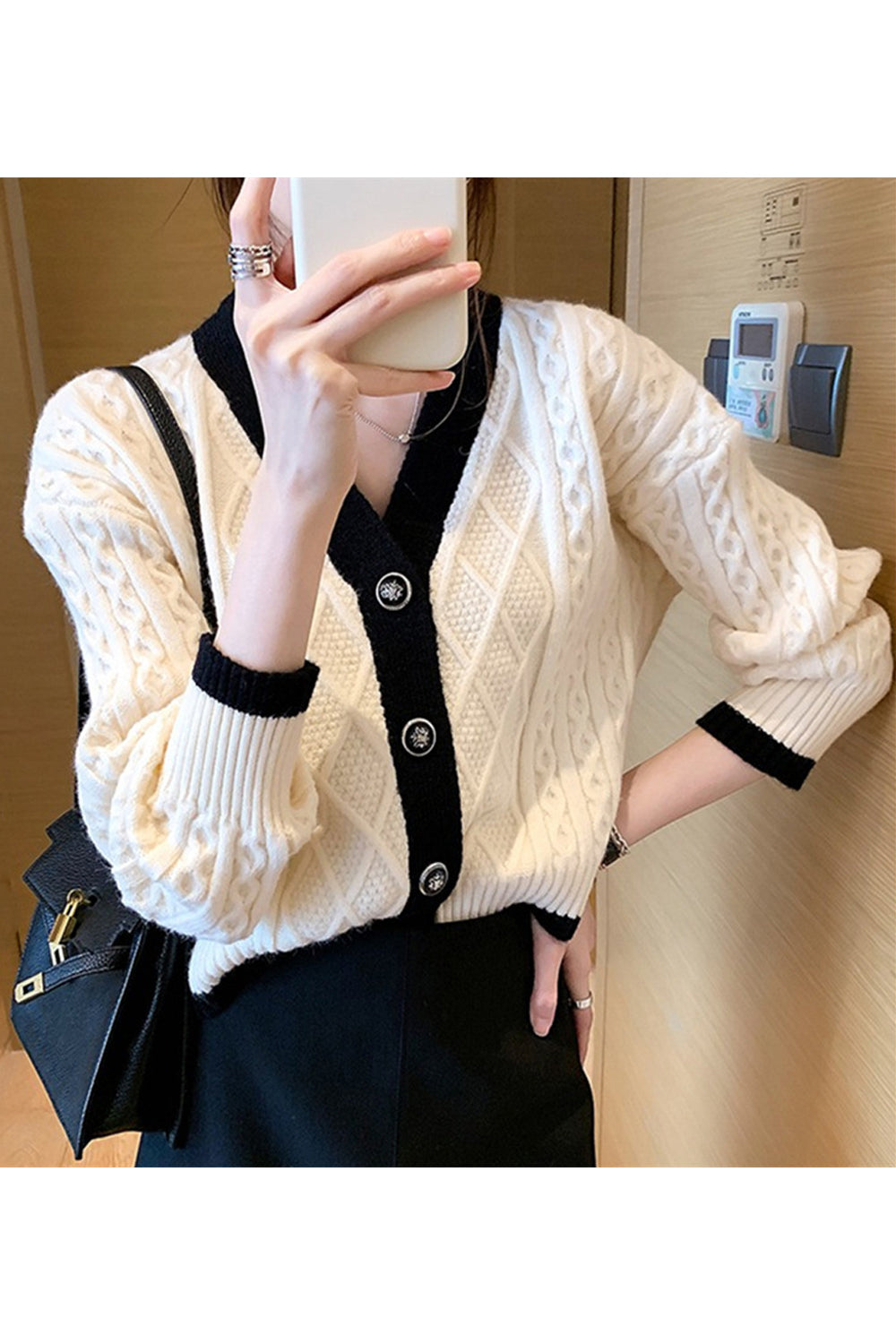 Women Knitted Long Sleeve Classy Solid Colored Winter Fashion Button Closure Cardigan