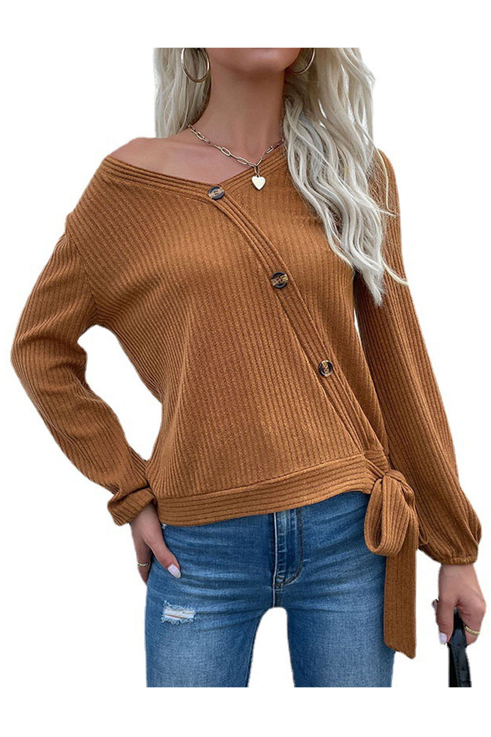 Women Reliable Long Sleeve Amazing Solid Colored V-Neck Winter Warm Fashion Cardigan