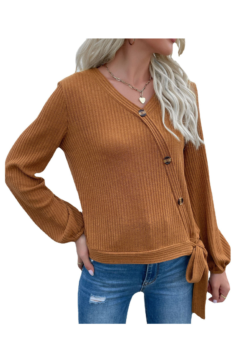 Women Reliable Long Sleeve Amazing Solid Colored V-Neck Winter Warm Fashion Cardigan