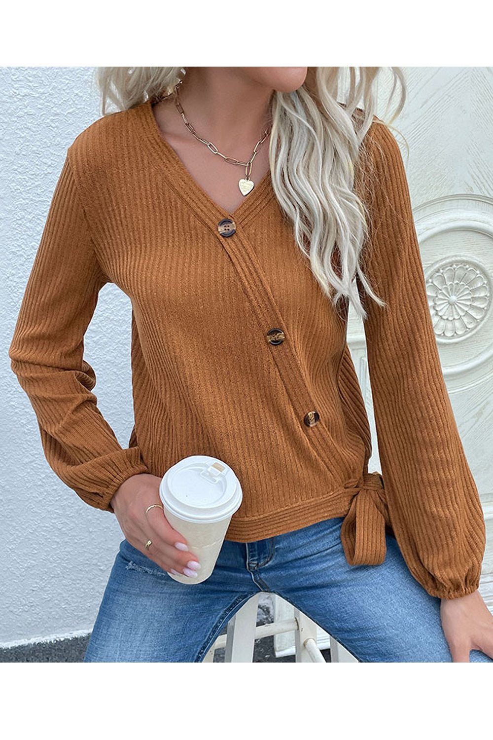 Women Reliable Long Sleeve Amazing Solid Colored V-Neck Winter Warm Fashion Cardigan