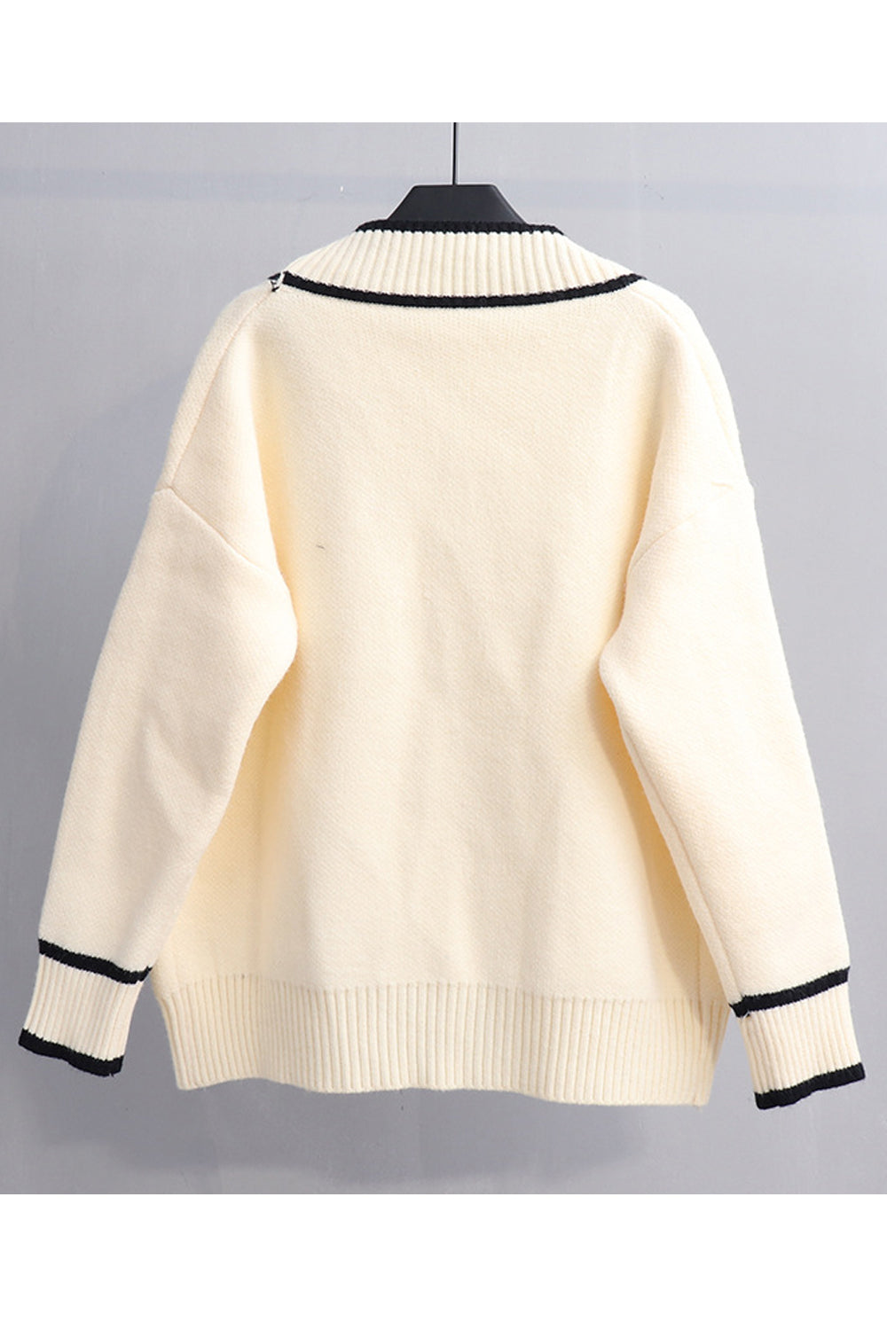Women Knitted Long Sleeve Trendy Striped Pattern Flap Pockets Winter Fashion Cardigan