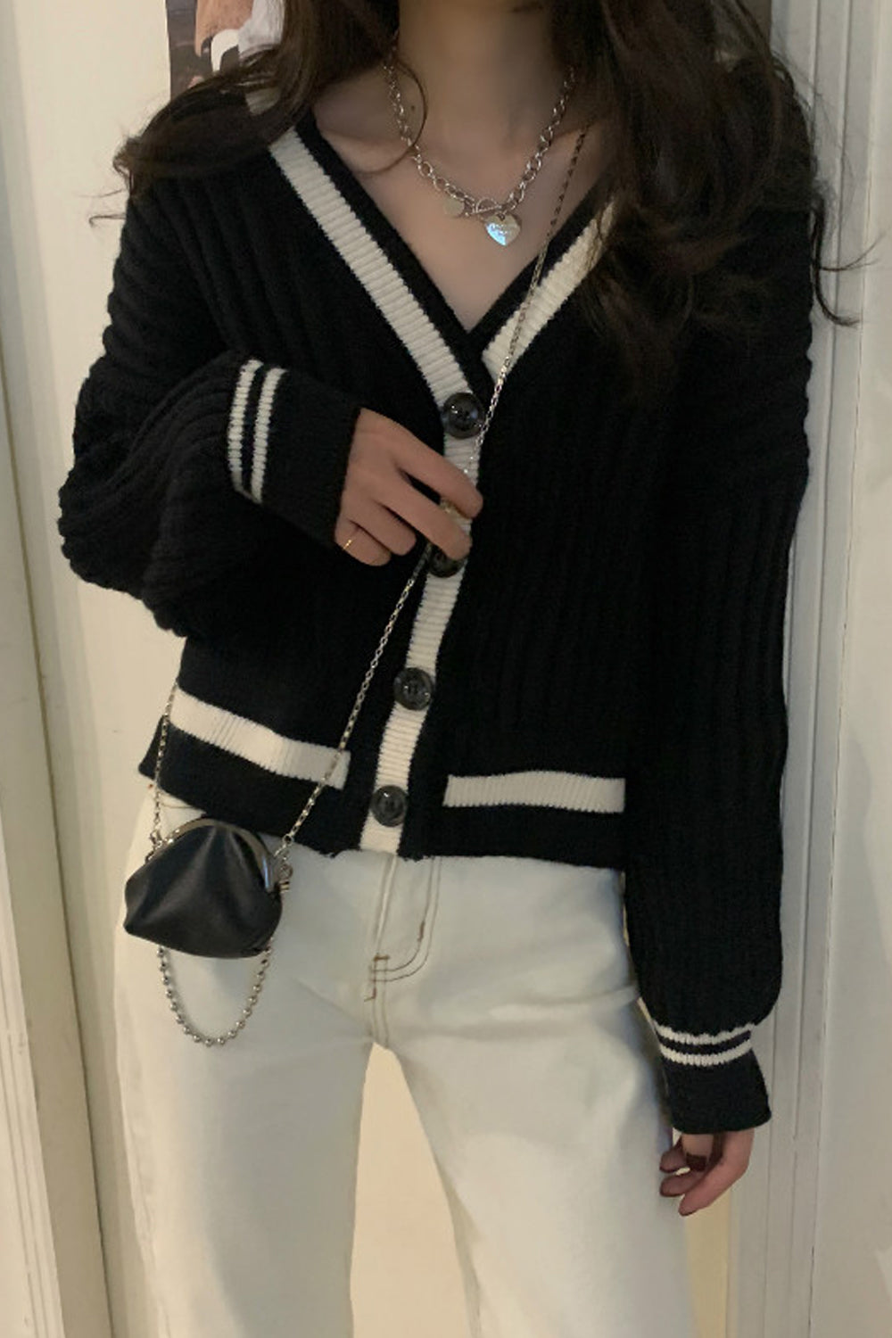 Women Relax Fit & Warm Long Sleeve Superb Solid Colored Deep V-Neck Winter Cardigan