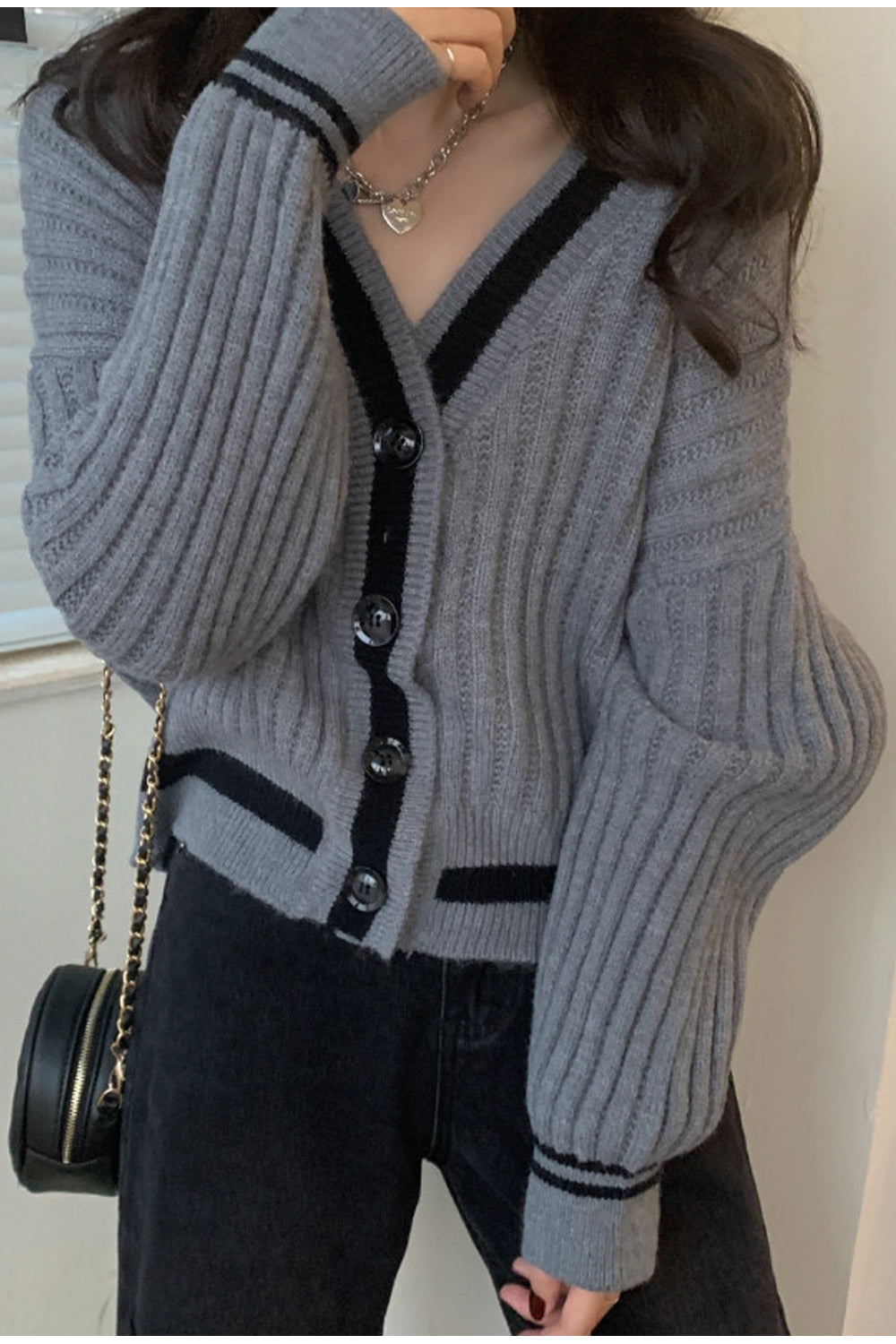 Women Relax Fit & Warm Long Sleeve Superb Solid Colored Deep V-Neck Winter Cardigan