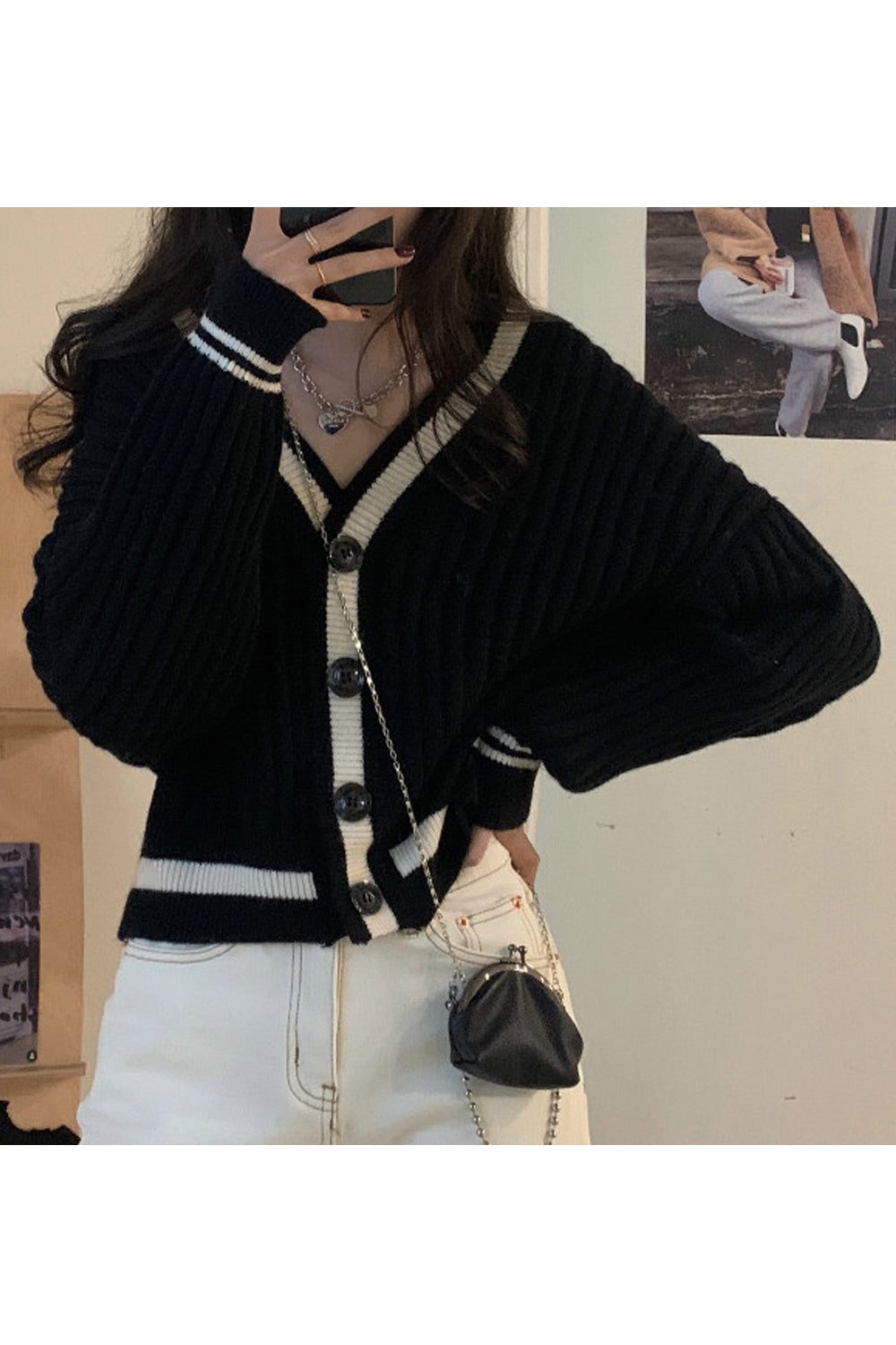 Women Relax Fit & Warm Long Sleeve Superb Solid Colored Deep V-Neck Winter Cardigan