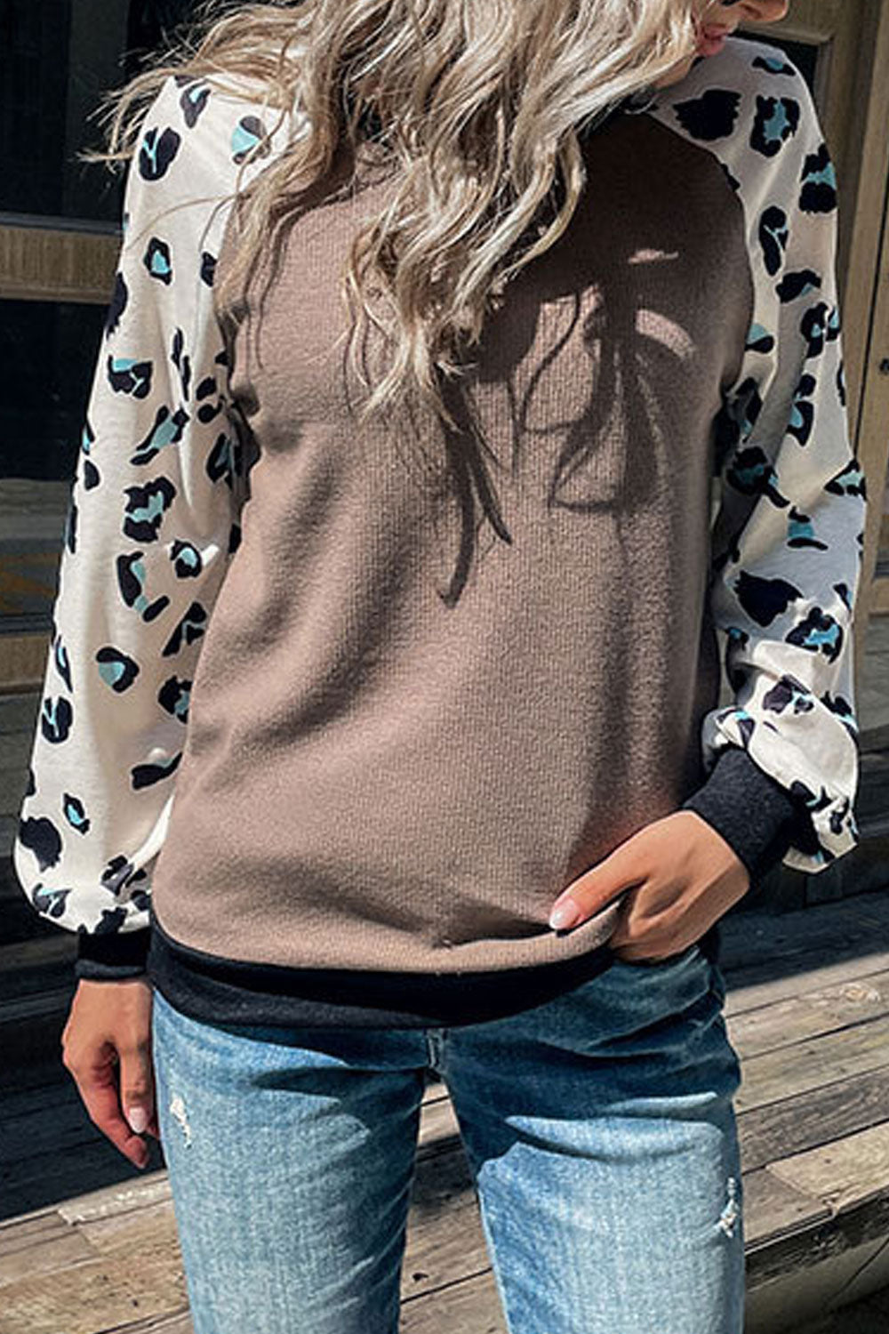 Women Winter Warm & Durable Classy Leopard Pattern Long Sleeve Casual Round Neck Pullover Sweater