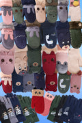 Pack of 3 - Kids Warm Thick Decorated Winter Gloves - Any 3 Available Colors