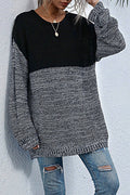 Women Loose Styled Warm Long Sleeve Classy Solid Colored Winter Pullover Mid-Length Sweater
