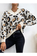 Women Outstanding Printed Pattern Easy V-Neck Thick Long Sleeve Winter Pullover Sweater