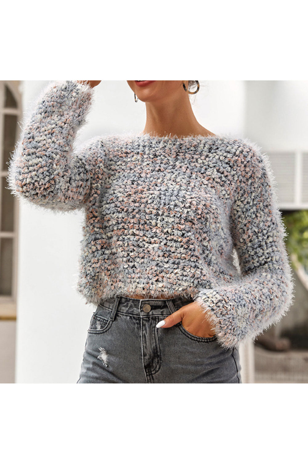 Women Knitted Long Sleeve Fabulous Solid Colored Winter Short Fashion Pullover Sweater