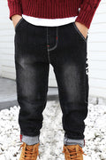 Kids Boys Durable & Restful Mid-Waist Delightful Letter Pattern Weekend Denim Jeans
