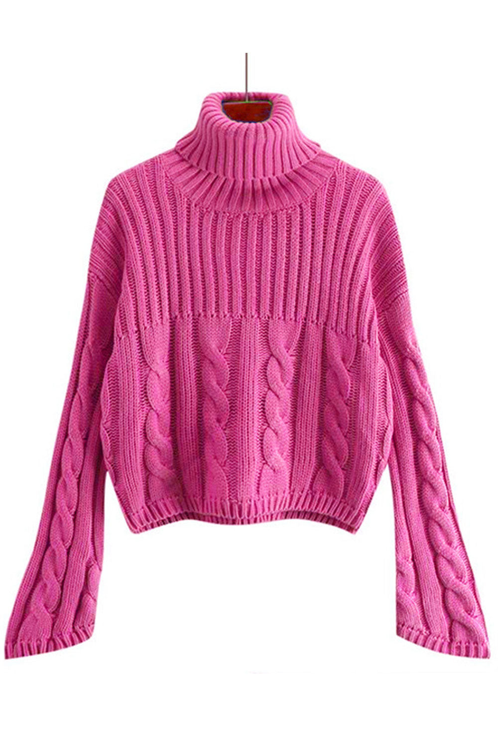 Women Lovely Long Sleeve Easy Turtle Neck Trendy Solid Colored Winter Weekend Sweater
