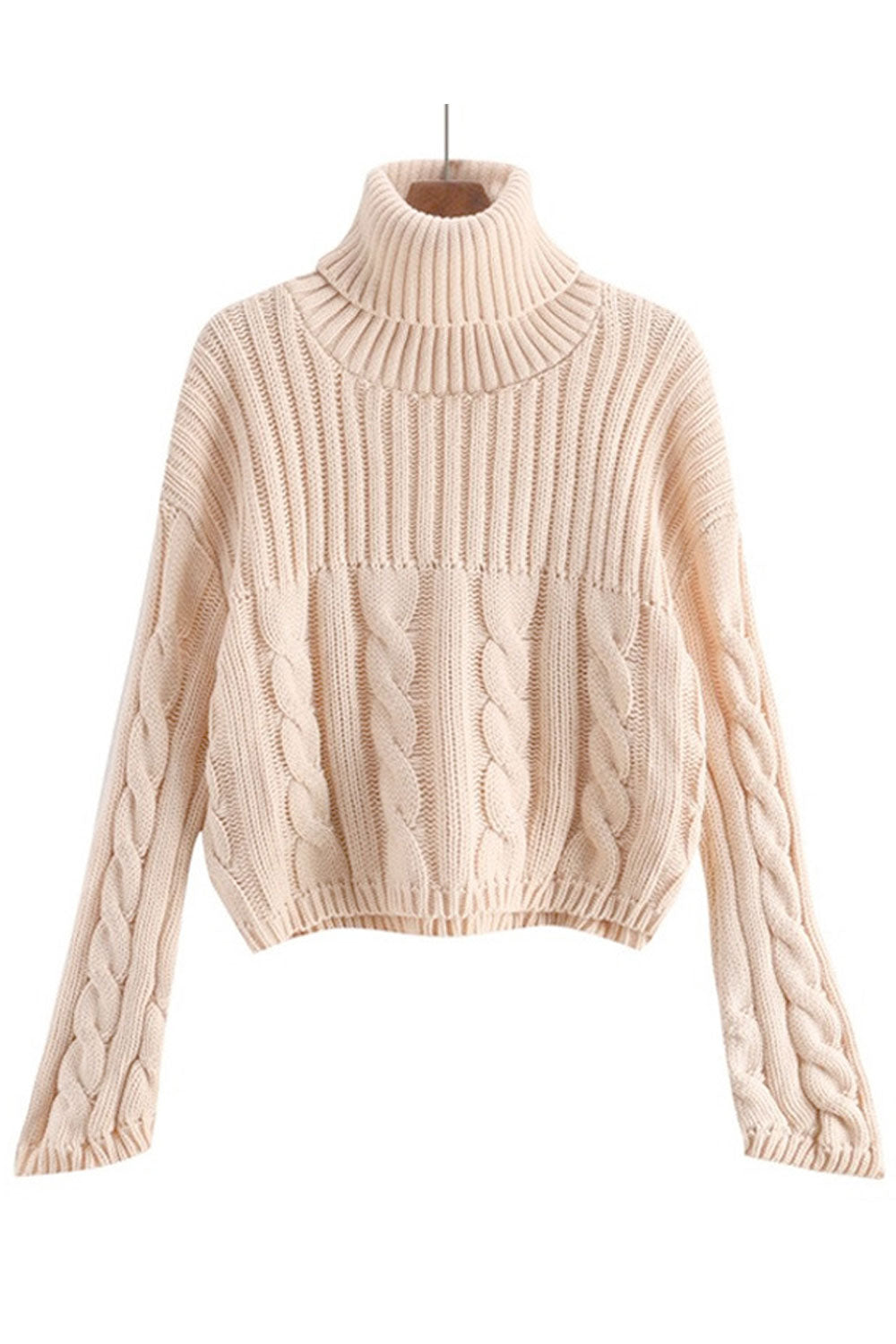 Women Lovely Long Sleeve Easy Turtle Neck Trendy Solid Colored Winter Weekend Sweater