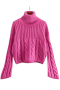 Women Lovely Long Sleeve Easy Turtle Neck Trendy Solid Colored Winter Weekend Sweater