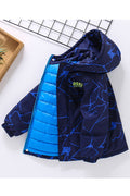 Kids Boys Warm Printed Pattern Long Sleeve Zip Closure Side Pockets Windbreaker Winter Jacket