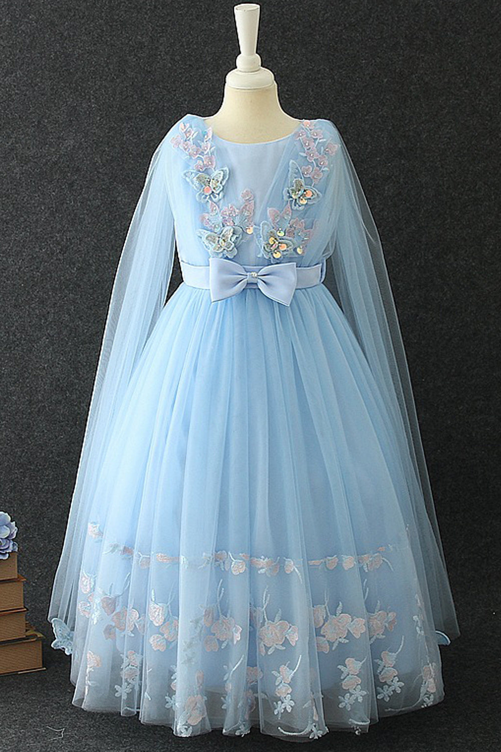Kid Girl Lovely Sequin Butterfly Long Skirt Wedding Dress