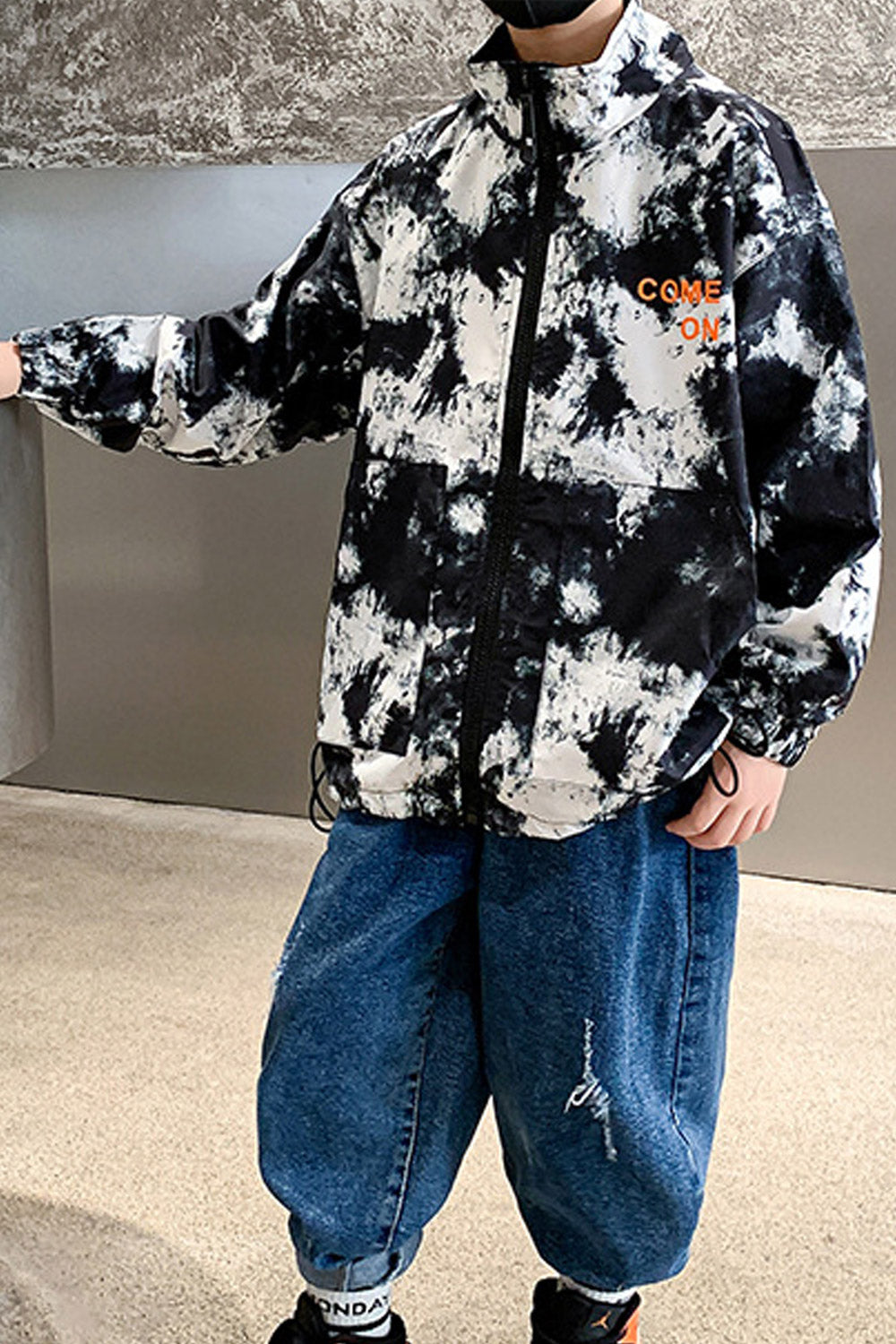 Kids Boys Stylish High-Neck Zip Closure Durable Flap Pockets Winter Windbreaker Jacket
