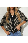 Women Tremendous Printed Pattern Warm & Thick Long Sleeve Easy Button Closure Casual Sweater