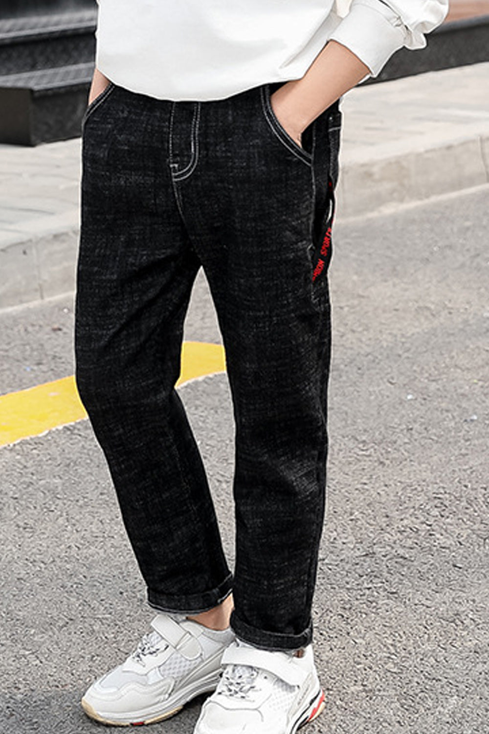 Kids Boys Superb Solid Colroed Peaceful Mid-Waist Summer Casual Lightweight Denim Jeans