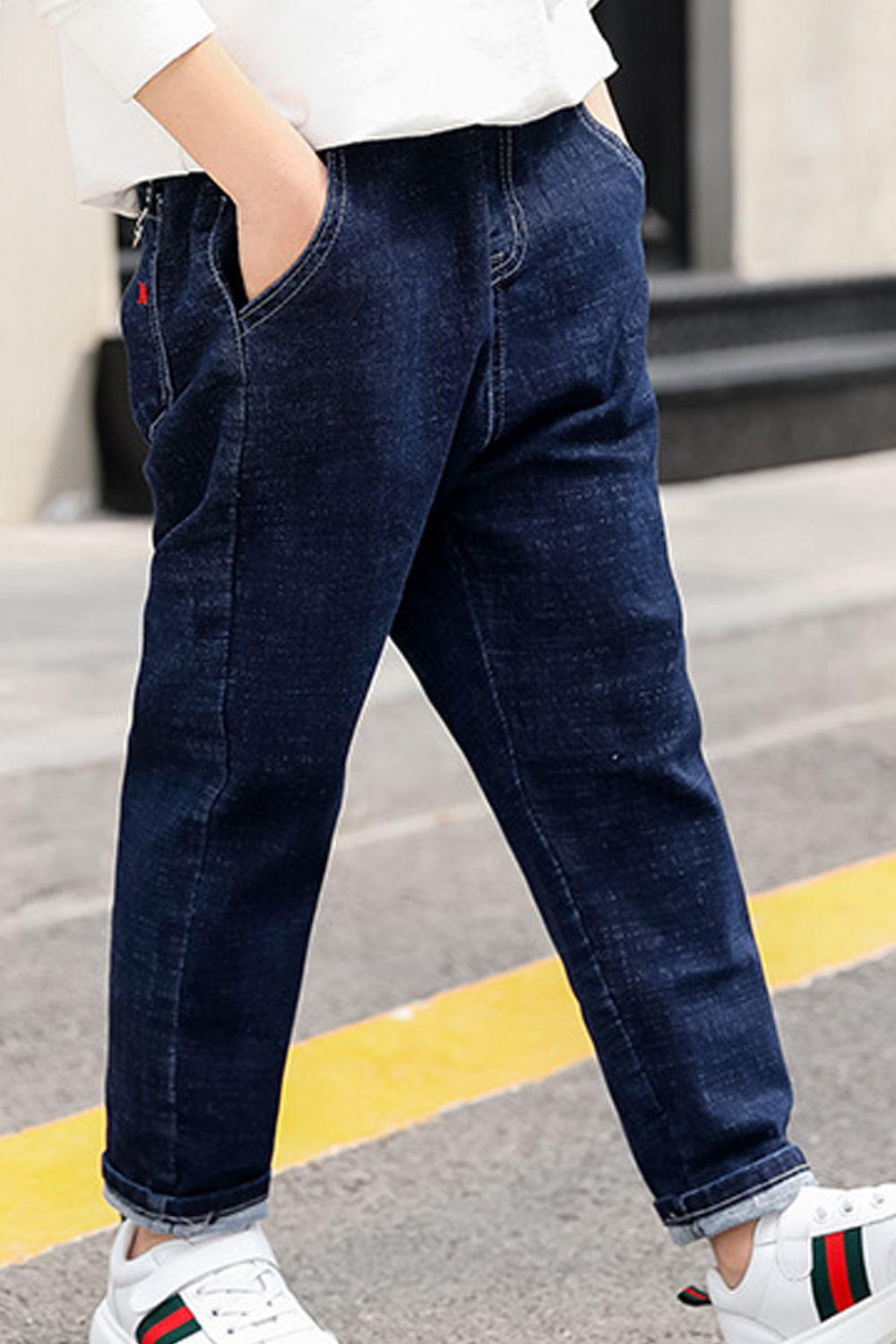Kids Boys Superb Solid Colroed Peaceful Mid-Waist Summer Casual Lightweight Denim Jeans