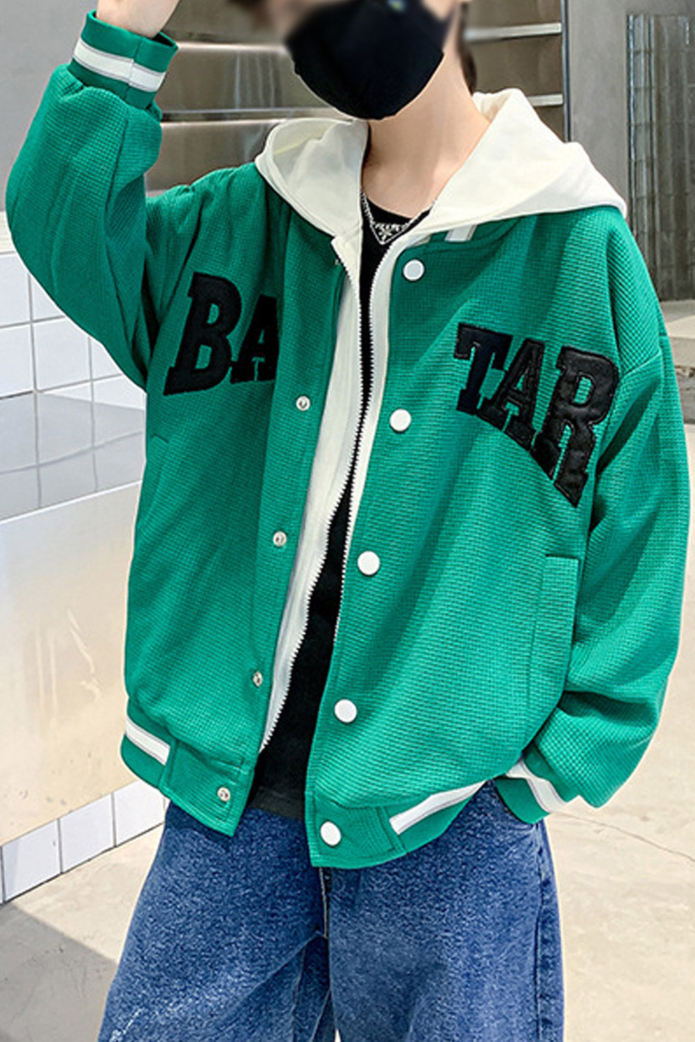 Kids Boys Superb Snap Button Closure Durable Side Pockets Hooded Neck Winter Baseball Uniform Style Jacket
