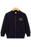 Kids Boys Elegant Colorful Letter Pattern Zip Closure Long Sleeve Winter Jacket