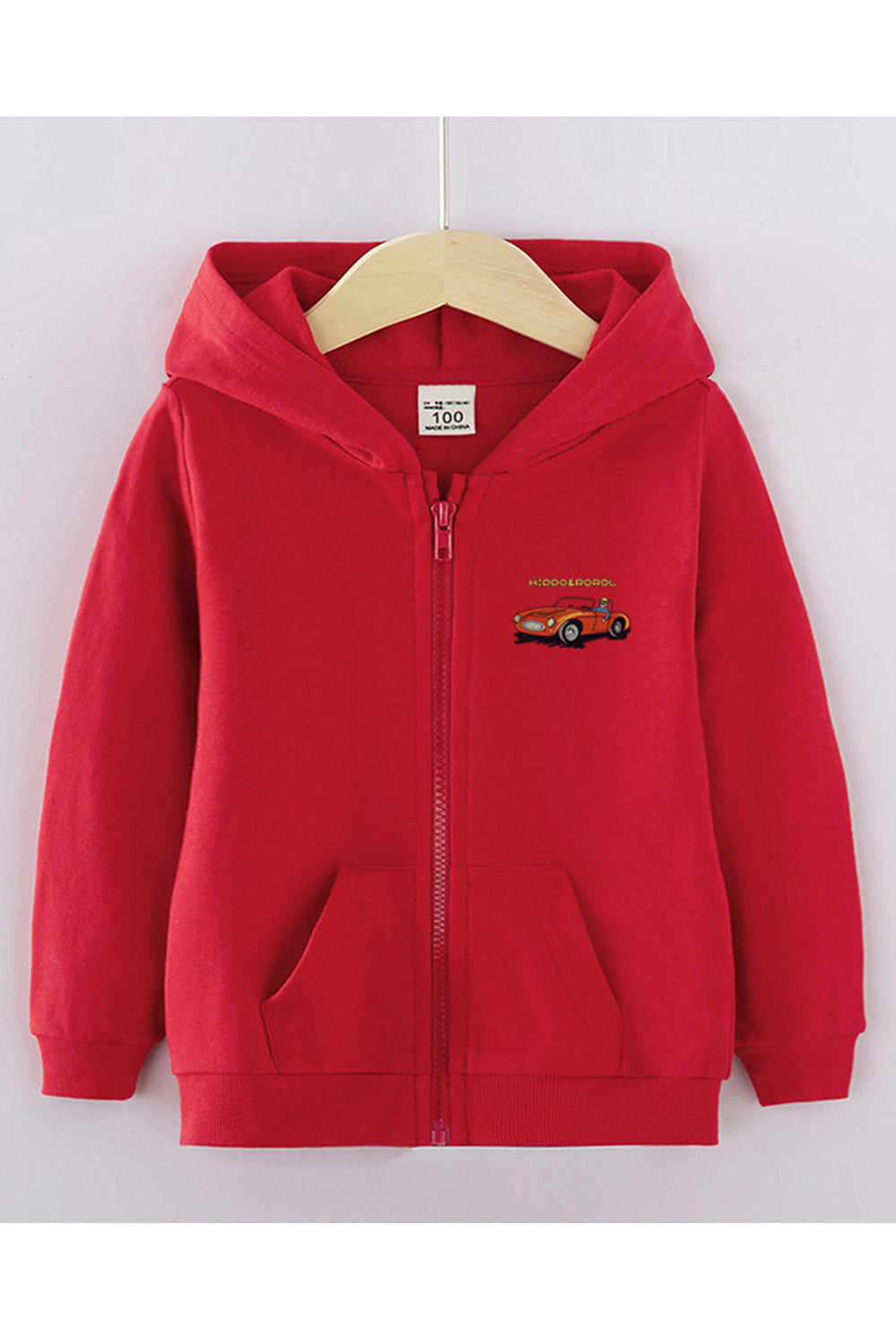 Kids Boys Printed Logo Long Sleeve Hooded Neck Zip Closure Comfy Kangaroo Pockets Winter Jacket