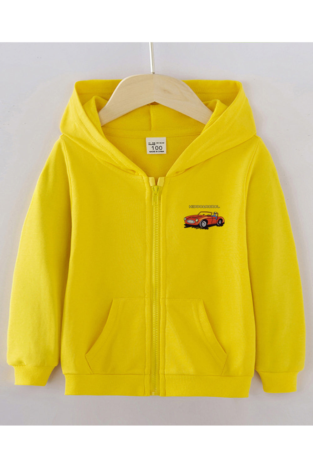 Kids Boys Printed Logo Long Sleeve Hooded Neck Zip Closure Comfy Kangaroo Pockets Winter Jacket