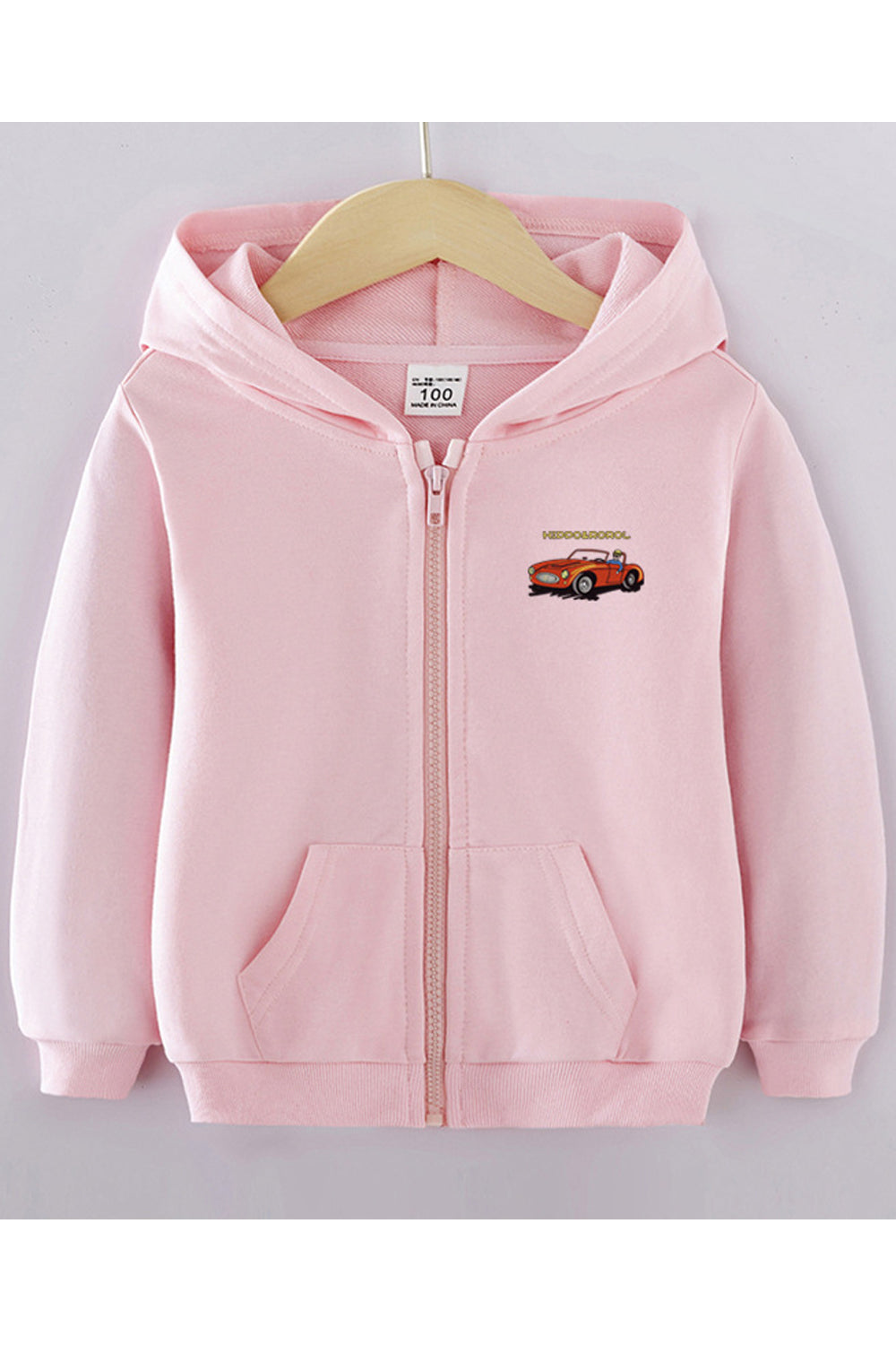 Kids Boys Printed Logo Long Sleeve Hooded Neck Zip Closure Comfy Kangaroo Pockets Winter Jacket
