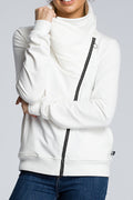 Women Winter Lovely Solid Colored Oblique Zipper Styled Restful Long Sleeve Comfortable Casual Jacket