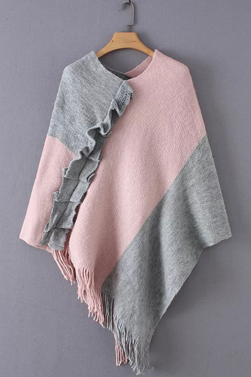 Women Lovely Solid Colored Shawl Styled Easy V-Neck Winter Tessel Hem Casual Warm Sweater